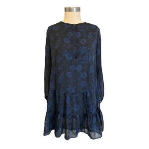 Zara Black and Blue Ruffle Hem Mini Dress